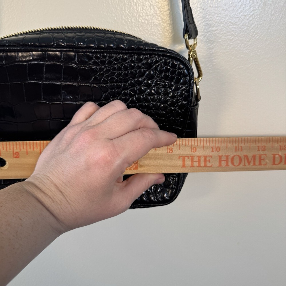 Quince Gemma Black Croc Leather Crossbody Bag Purse - Picture 9 of 11
